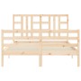 Estructura de cama de matrimonio con cabecero madera maciza de , Camas y somieres - Ref: Foro24-3193896, Precio: 127,86 €, De...