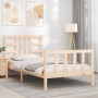 Bed frame with solid wood headboard 100x200 cm by , Beds and slatted bases - Ref: Foro24-3191961, Price: 128,60 €, Discount: %