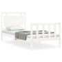 White solid wood bed frame with headboard 100x200 cm by , Beds and slatted bases - Ref: Foro24-3192157, Price: 138,52 €, Disc...