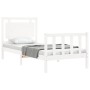 White solid wood bed frame with headboard 100x200 cm by , Beds and slatted bases - Ref: Foro24-3192157, Price: 149,47 €, Disc...