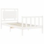 White solid wood bed frame with headboard 100x200 cm by , Beds and slatted bases - Ref: Foro24-3192157, Price: 149,47 €, Disc...