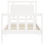 White solid wood bed frame with headboard 100x200 cm by , Beds and slatted bases - Ref: Foro24-3192157, Price: 149,47 €, Disc...