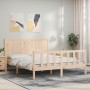 Double bed frame with solid wood headboard by , Beds and slatted bases - Ref: Foro24-3192626, Price: 173,89 €, Discount: %