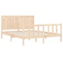 Double bed frame with solid wood headboard by , Beds and slatted bases - Ref: Foro24-3192626, Price: 173,89 €, Discount: %