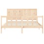 Double bed frame with solid wood headboard by , Beds and slatted bases - Ref: Foro24-3192626, Price: 173,89 €, Discount: %