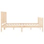 Double bed frame with solid wood headboard by , Beds and slatted bases - Ref: Foro24-3192626, Price: 173,89 €, Discount: %