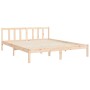 Double bed frame with solid wood headboard by , Beds and slatted bases - Ref: Foro24-3192626, Price: 173,89 €, Discount: %