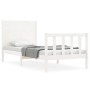 White solid wood bed frame with headboard 100x200 cm by , Beds and slatted bases - Ref: Foro24-3192742, Price: 149,37 €, Disc...