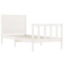 White solid wood bed frame with headboard 100x200 cm by , Beds and slatted bases - Ref: Foro24-3192742, Price: 149,37 €, Disc...