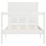 White solid wood bed frame with headboard 100x200 cm by , Beds and slatted bases - Ref: Foro24-3192742, Price: 149,37 €, Disc...