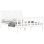 Estructura cama de matrimonio con cabecero madera maciza blanco de , Camas y somieres - Ref: Foro24-3192922, Precio: 170,99 €...