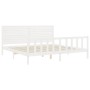 Estructura cama de matrimonio con cabecero madera maciza blanco de , Camas y somieres - Ref: Foro24-3193222, Precio: 243,16 €...