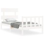 White solid wood bed frame with headboard 100x200 cm by , Beds and slatted bases - Ref: Foro24-3193262, Price: 121,63 €, Disc...