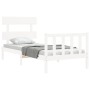 White solid wood bed frame with headboard 100x200 cm by , Beds and slatted bases - Ref: Foro24-3193262, Price: 121,63 €, Disc...