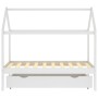 Children's bed structure with pine wood drawer, white, 80x160 cm by vidaXL, Cribs and beds for children - Ref: Foro24-322140,...