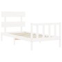 White solid wood bed frame with headboard 100x200 cm by , Beds and slatted bases - Ref: Foro24-3193262, Price: 121,63 €, Disc...