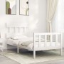 Estructura de cama individual con cabecero madera maciza blanco de , Camas y somieres - Ref: Foro24-3193297, Precio: 104,74 €...