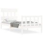 Single bed frame with white solid wood headboard by , Beds and slatted bases - Ref: Foro24-3193297, Price: 104,74 €, Discount: %