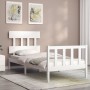 Single bed frame with white solid wood headboard by , Beds and slatted bases - Ref: Foro24-3193297, Price: 104,74 €, Discount: %