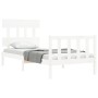 Single bed frame with white solid wood headboard by , Beds and slatted bases - Ref: Foro24-3193297, Price: 104,74 €, Discount: %