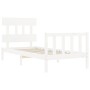 Single bed frame with white solid wood headboard by , Beds and slatted bases - Ref: Foro24-3193297, Price: 104,74 €, Discount: %