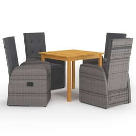 Juego de comedor para jardín 5 piezas gris de , Conjuntos de jardín - Ref: Foro24-3067720, Precio: 702,03 €, Descuento: %