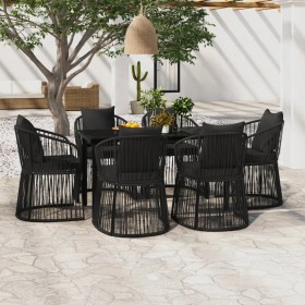 Juego de comedor de jardín 7 piezas con cojines negro de , Conjuntos de jardín - Ref: Foro24-3099188, Precio: 1,00 €, Descuen...