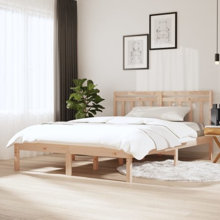 Solid pine wood bed frame 140x200 cm by , Beds and slatted bases - Ref: Foro24-3100589, Price: 110,65 €, Discount: %