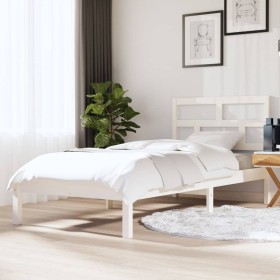 White solid wood single bed frame 90x190 cm by , Beds and slatted bases - Ref: Foro24-3101184, Price: 91,99 €, Discount: %