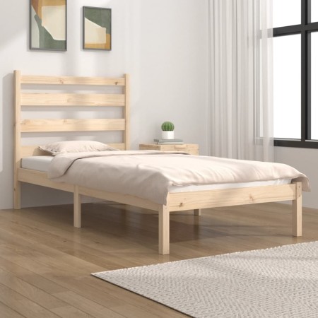 Estructura de cama madera maciza de pino 90x190 cm de , Camas y somieres - Ref: Foro24-3103613, Precio: 81,08 €, Descuento: %