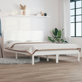 Small double bed frame white solid wood 120x190cm by , Beds and slatted bases - Ref: Foro24-3104124, Price: 147,81 €, Discoun...