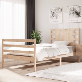 Estructura de cama madera maciza de pino 90x190 cm de , Camas y somieres - Ref: Foro24-3104248, Precio: 98,99 €, Descuento: %