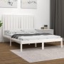 Estructura de cama doble pequeña madera maciza blanca 120x190cm de , Camas y somieres - Ref: Foro24-3104384, Precio: 125,72 €...