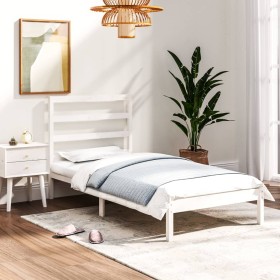 Estructura de cama madera maciza individual blanco 75x190 cm de , Camas y somieres - Ref: Foro24-3104894, Precio: 80,99 €, De...