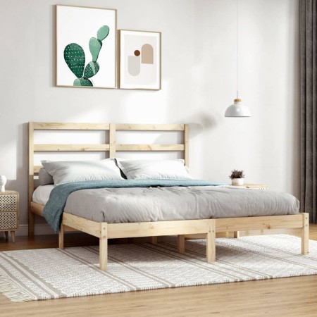 Estructura de cama madera maciza de pino 140x190 cm de , Camas y somieres - Ref: Foro24-3104913, Precio: 104,42 €, Descuento: %