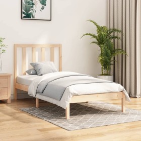 Solid pine wood bed frame 75x190 cm by , Beds and slatted bases - Ref: Foro24-3105120, Price: 71,89 €, Discount: %