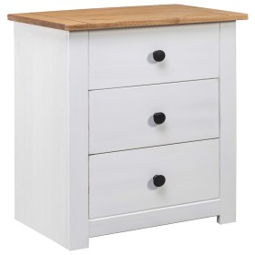 Solid pine wood bedside table in white Panama color, measuring 46x40x57 cm. by vidaXL, Nightstands - Ref: Foro24-282654, Pric...