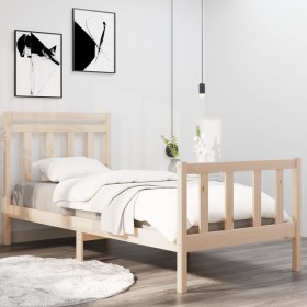 Estructura de cama madera maciza 75x190 cm de , Camas y somieres - Ref: Foro24-3105340, Precio: 87,99 €, Descuento: %