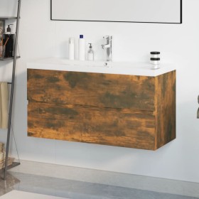 Smoked oak plywood bathroom cabinet with sink by , bathroom vanities - Ref: Foro24-3152882, Price: 299,97 €, Discount: %