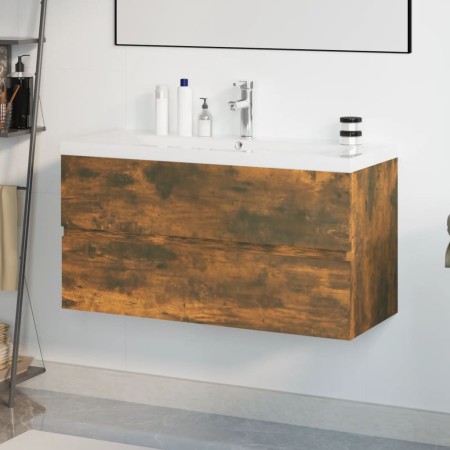 Smoked oak plywood bathroom cabinet with sink by , bathroom vanities - Ref: Foro24-3152882, Price: 301,41 €, Discount: %