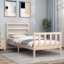 Single bed frame with solid wood headboard by , Beds and slatted bases - Ref: Foro24-3191866, Price: 80,49 €, Discount: %