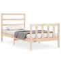 Single bed frame with solid wood headboard by , Beds and slatted bases - Ref: Foro24-3191866, Price: 80,49 €, Discount: %