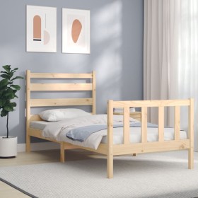 Single bed frame with solid wood headboard by , Beds and slatted bases - Ref: Foro24-3191996, Price: 90,99 €, Discount: %