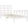 White solid wood bed frame with headboard 100x200 cm by , Beds and slatted bases - Ref: Foro24-3192092, Price: 135,76 €, Disc...