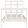 White solid wood bed frame with headboard 100x200 cm by , Beds and slatted bases - Ref: Foro24-3192092, Price: 135,76 €, Disc...