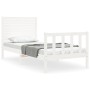 Estructura de cama con cabecero madera maciza blanco de , Camas y somieres - Ref: Foro24-3193172, Precio: 120,71 €, Descuento: %