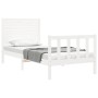 White solid wood bed frame with headboard by , Beds and slatted bases - Ref: Foro24-3193172, Price: 120,99 €, Discount: %