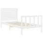 Estructura de cama con cabecero madera maciza blanco de , Camas y somieres - Ref: Foro24-3193172, Precio: 120,71 €, Descuento: %