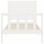 Estructura de cama con cabecero madera maciza blanco de , Camas y somieres - Ref: Foro24-3193172, Precio: 120,71 €, Descuento: %