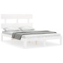 White solid wood bed frame with headboard 140x200 cm by , Beds and slatted bases - Ref: Foro24-3193532, Price: 133,35 €, Disc...